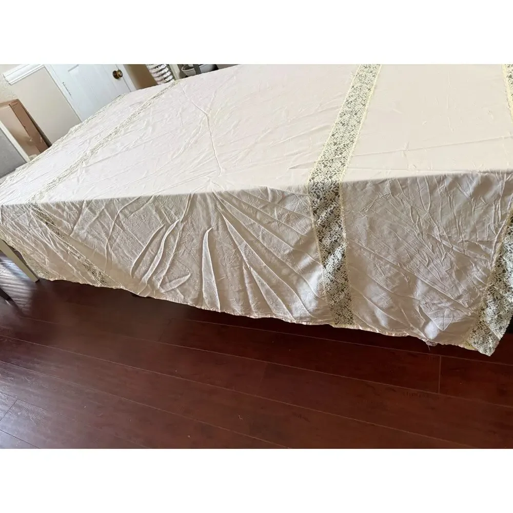 Vintage Mollye Lilienfeld Pink Lace Bedspread Coverlet 84x82 Art Deco Style